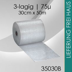 4x Luftpolsterfolie 3-lagig - 30cm x 50m - Business 