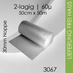 Großnoppen-Luftpolsterfolie 50cm x 50m 8 Rollen