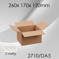 80x Faltkarton 2-wellig DA5 - 260x 170x 120mm 