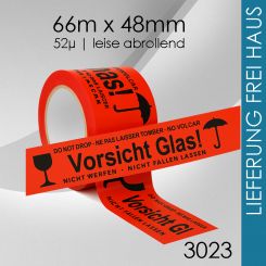 2.592x Meko warntape "Vorsicht Glas" 52µ leise 