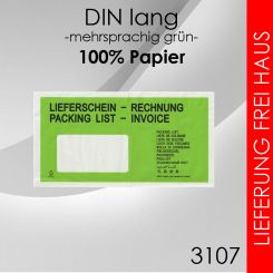 1.000 Papier Lieferscheintaschen DIN lang grün 