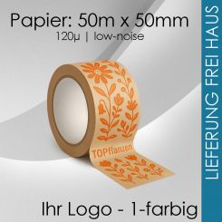 Bedrucktes Papierklebeband 1-farbig LEISE ab 360 Rollen 