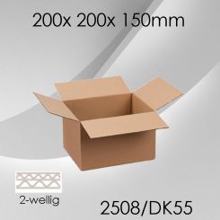 80x Faltkarton 2-wellig DK55 - 200x 200x 150mm 