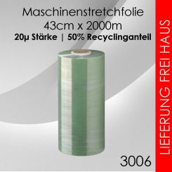 36x Maschinenstretchfolie 20µ | 50% Recyclingmaterial | 2000m 
