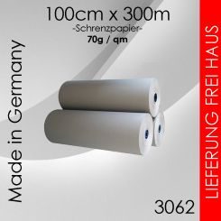 Ab 1 Rolle Schrenzpapier 100cm x 300m - 70g/m² grau 20 Rollen