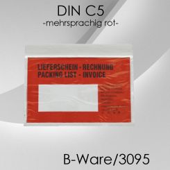 B-Ware 1.000 Lieferscheintaschen DIN C5  ROT 