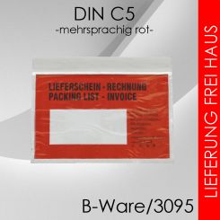 B-Ware 12.000 Lieferscheintaschen DIN C5  ROT 