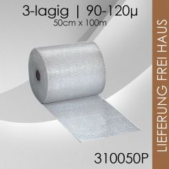 Luftpolsterfolie 3-lagig - 50cm x 100m - Premium 2 Rollen