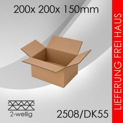130x Faltkarton 2-wellig DK55 - 200x 200x 150mm 