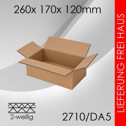 140x Faltkarton 2-wellig DA5 - 260x 170x 120mm 