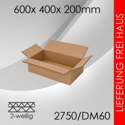 Faltkarton 2-wellig DM60 - 600x 400x 200mm 50 Stück
