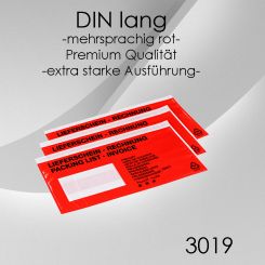 PREMIUM Lieferscheintaschen DIN lang ROT 1.000 Stück