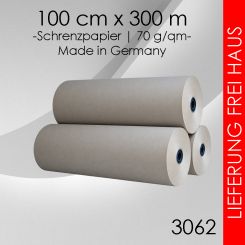 Ab 1 Rolle Schrenzpapier 100cm x 300m - 70g/m² grau 3 Rollen