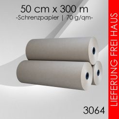 Ab 2 Rollen Schrenzpapier 50cm x 300m - 70g/m² grau 2 Rollen