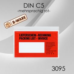 B-Ware 1.000 Lieferscheintaschen DIN C5  ROT 