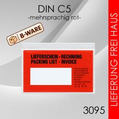 B-Ware 4.000 Lieferscheintaschen DIN C5  ROT 