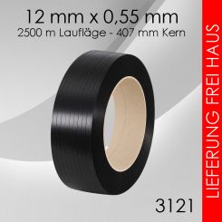 2 Rollen PP-Umreifungsband 12mm schwarz 