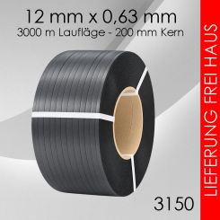 2 Rollen PP-Umreifungsband 12mm schwarz 