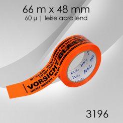 Ab 6 Rollen: Meko Premium Tape "Vorsicht Glas" 60µ 36 Rollen