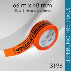 2.376 Rollen Meko Premium Tape "Vorsicht Glas" 60µ 
