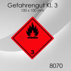 1x 1.000 Stk. Etiketten Gefahrgut Klasse 3  100x 100mm 