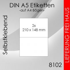 4.000 Etiketten A5 - 210x 148mm auf DIN A4-Bogen 