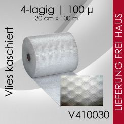 Ab 2 Rollen Vlies-Luftpolsterfolie 30cm x 100m - 4-lagig 2 Rollen