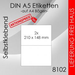 Papier-Etiketten A5 - 210x 148mm auf DIN A4-Bogen 