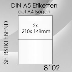2.000 Etiketten A5 - 210x 148mm auf DIN A4-Bogen 