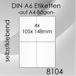 4.000 Etiketten A6 105x 148mm auf DIN A4-Bogen 
