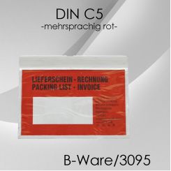 B-Ware 1.000 Lieferscheintaschen DIN C5  ROT 