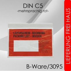 B-Ware 5.000 Lieferscheintaschen DIN C5  ROT 