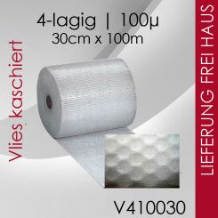 Ab 2 Rollen Vlies-Luftpolsterfolie 30cm x 100m - 4-lagig 