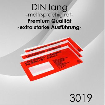 1.000 PREMIUM Lieferscheintaschen DIN lang ROT 