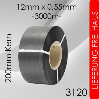 12 Rollen PP-Umreifungsband 12mm schwarz 