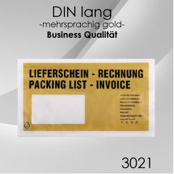 1.000 Lieferscheintaschen DIN lang GOLD 