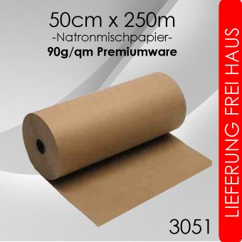 Ab 2 Rollen Packpapier 50cm x 250m - 90g/m² braun 20 Rollen