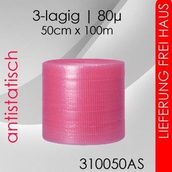 Antistatische Luftpolsterfolie 50cm x 100m - 80µ 