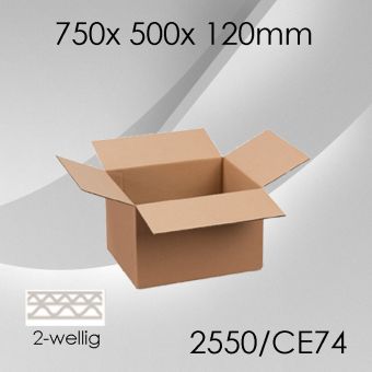 20x Faltkarton 2-wellig CE74 - 750x 500x 120mm 