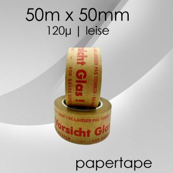 Ab 6 Rollen: Papierklebeband Vorsicht Glas 120µ leise 