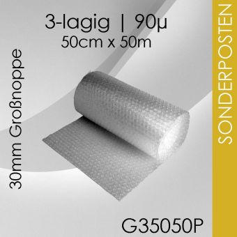 SoPo 8 Rollen 3-lagige Großnoppen-Luftpolsterfolie 50cm x 50m 