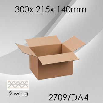 50x Faltkarton 2-wellig DA4 - 300x 215x 140mm 