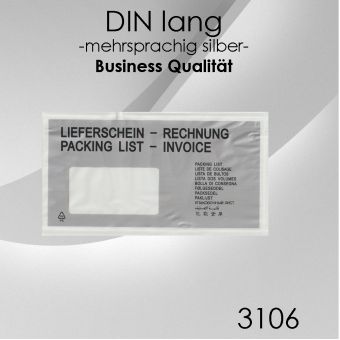 BUSINESS Lieferscheintaschen DIN lang SILBER 
