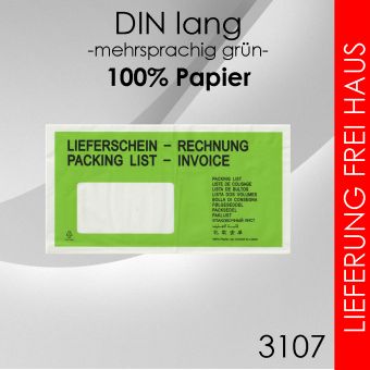 12.000 Papier Lieferscheintaschen DIN lang grün 