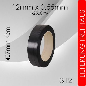 2 Rollen PP-Umreifungsband 12mm schwarz 