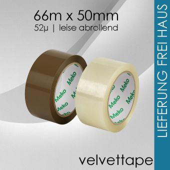 144 Rollen Meko Klebeband velvetTape LEISE 144 Rollen transparent