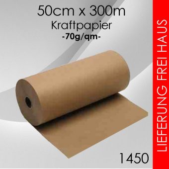 Ab 2 Rollen Kraftpapier 50cm x 300m - 70g/m² braun 