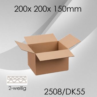 80x Faltkarton 2-wellig DK55 - 200x 200x 150mm 
