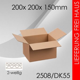 130x Faltkarton 2-wellig DK55 - 200x 200x 150mm 