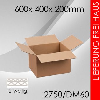 Faltkarton 2-wellig DM60 - 600x 400x 200mm 